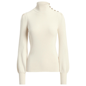 Lauren Ralph Lauren Button-Trim Mockneck Sweater